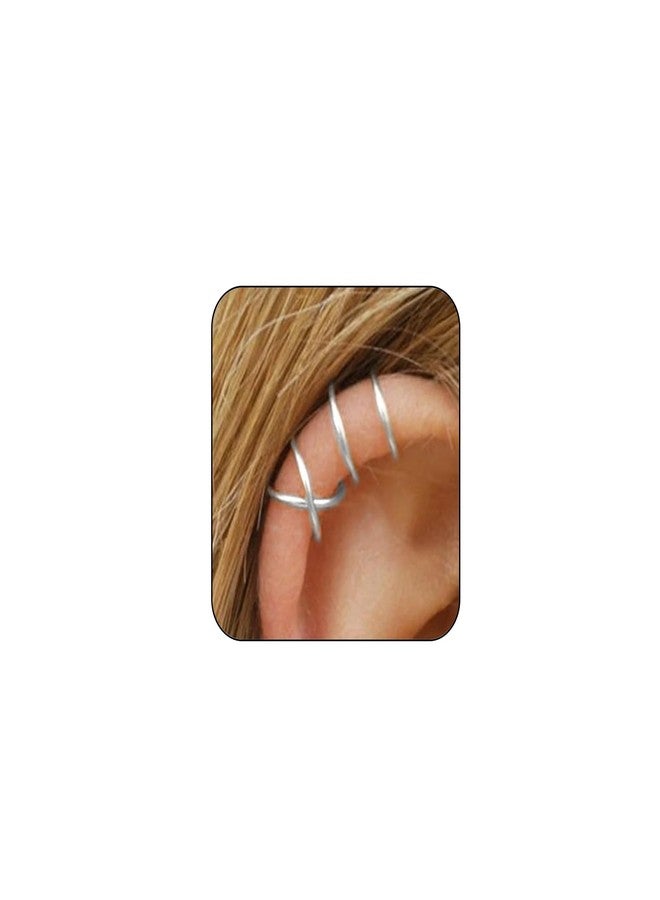 Ear Cuff Earrings for Women No Piercing Chunky Gold Ear Cuffs Helix Cartilage Clip On Wrap Earring Adjustable Ear Cuffs Jewelry for Women (Silver)